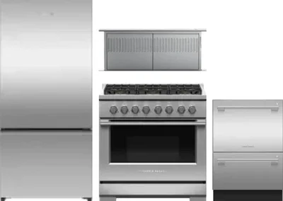 4 Piece Package Includes Refrigerator, Range, Hood And Dishwasher